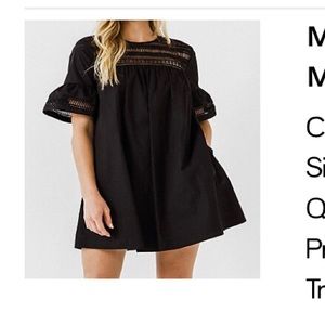 NWT English Factory Black Babydoll Dress